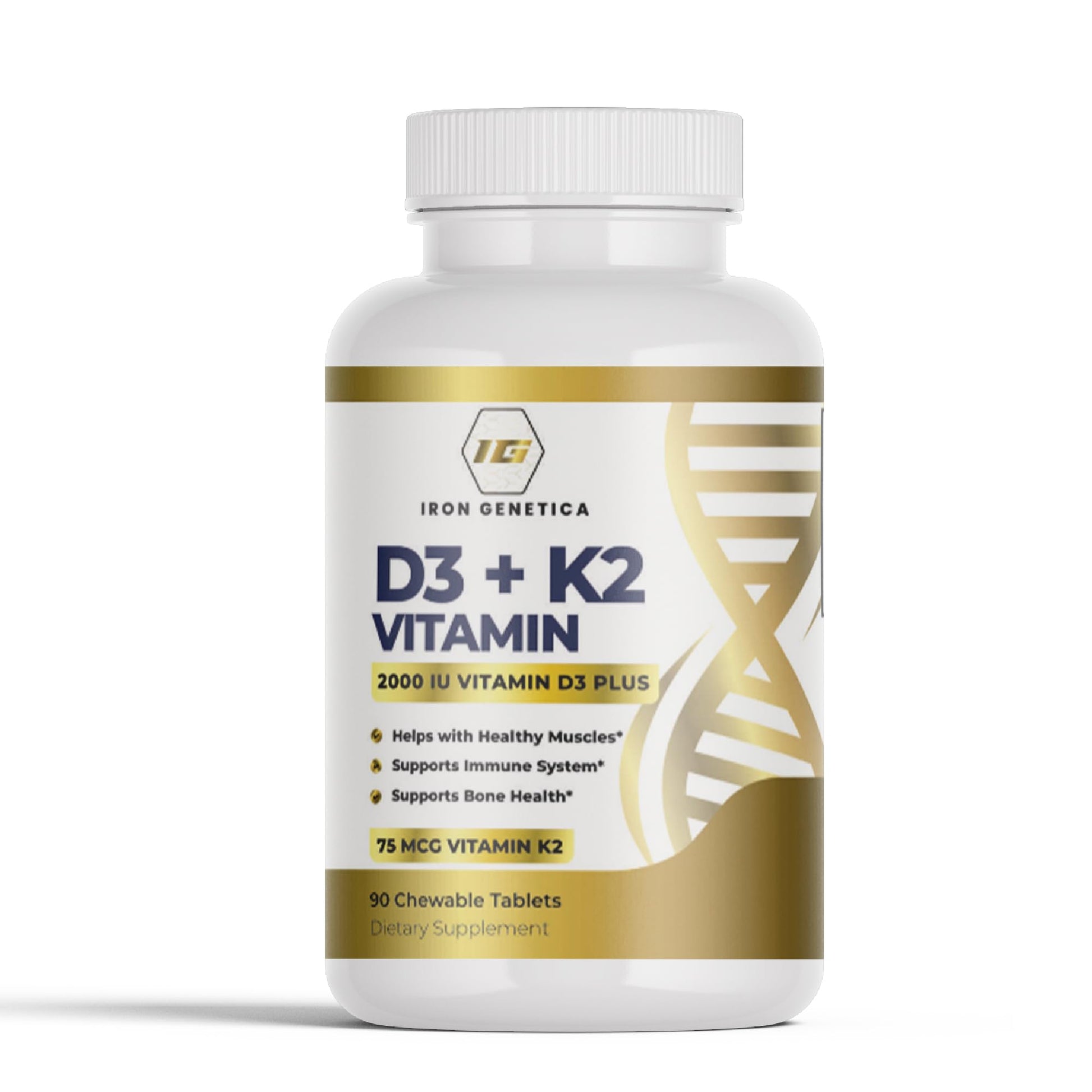 Iron Genetica Vitamin D3 + K2 (MK-7) Chewable 90 Count