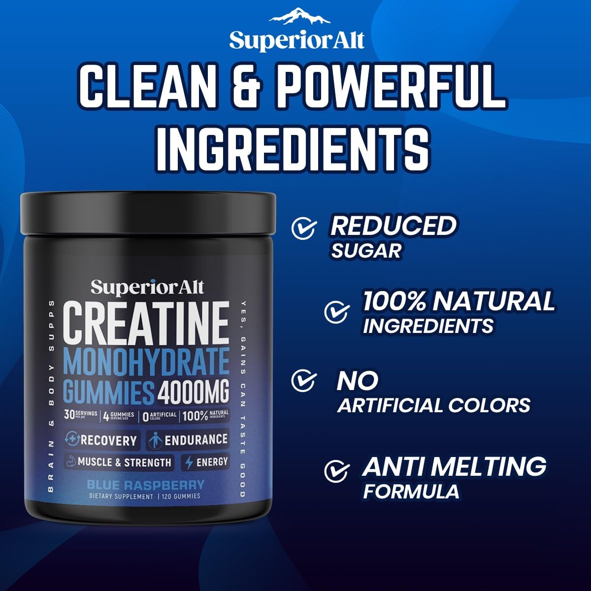 SuperiorAlt Creatine Monohydrate Gummies 120 Count