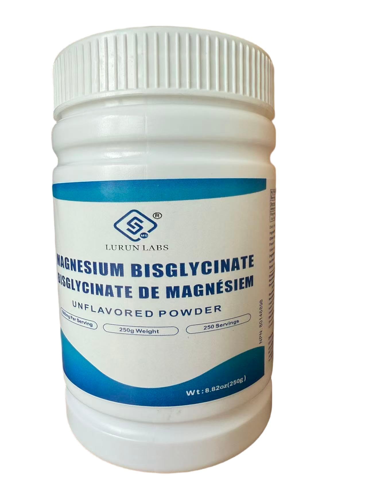 MG LURUN LABS Magnesium Bisglycinate Powder, Pack of 250