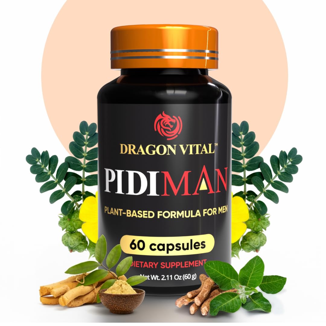 Dragon Vital PIDIMAN Plant-Based Performance Supplement for Men, Energy and Drive Enhancement Formula, 60 Capsules