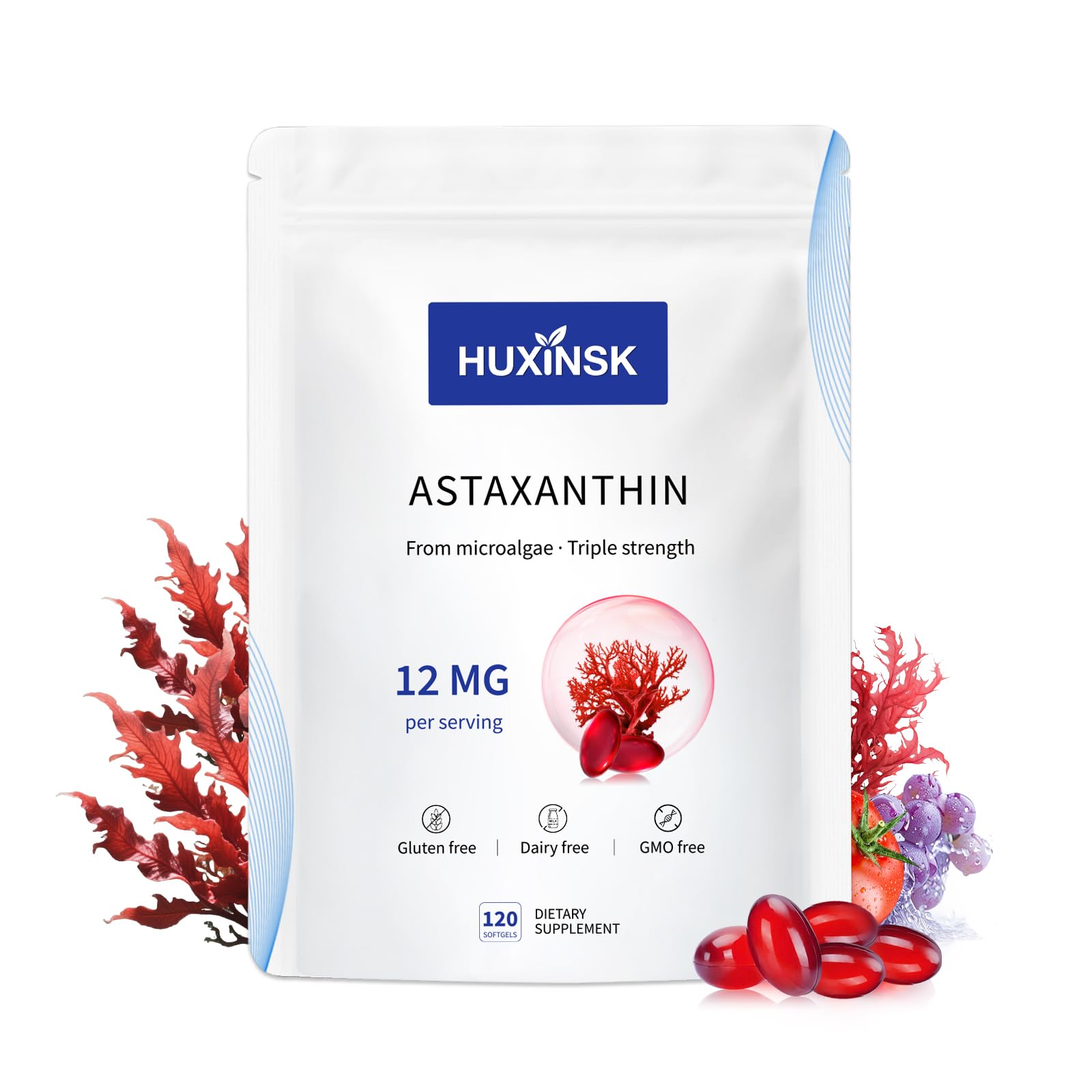 HUXINSK Astaxanthin 12mg Softgels 120 Count