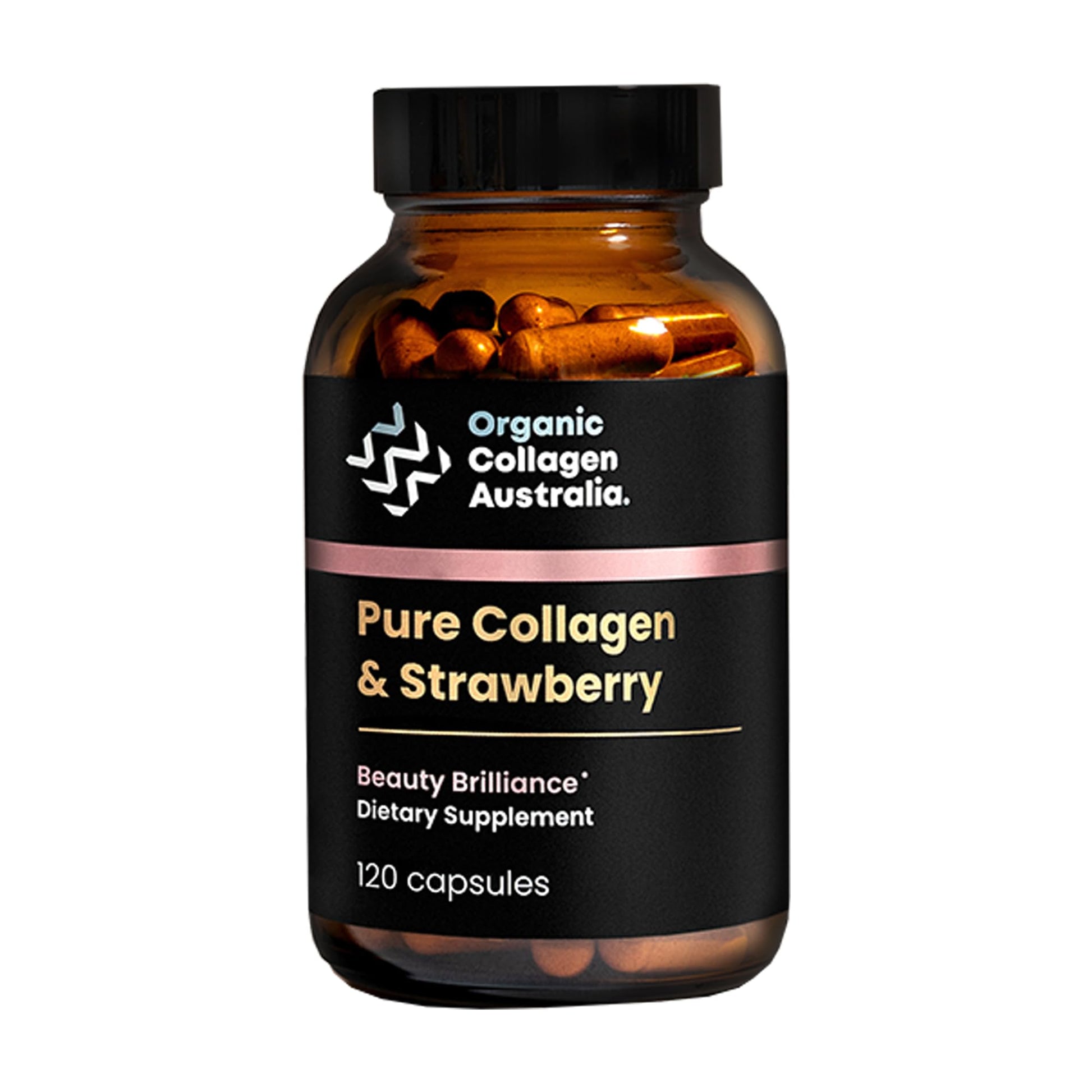 Organic Collagen Australia Beauty Brilliance Pure Collagen & Strawberry Capsules, 120