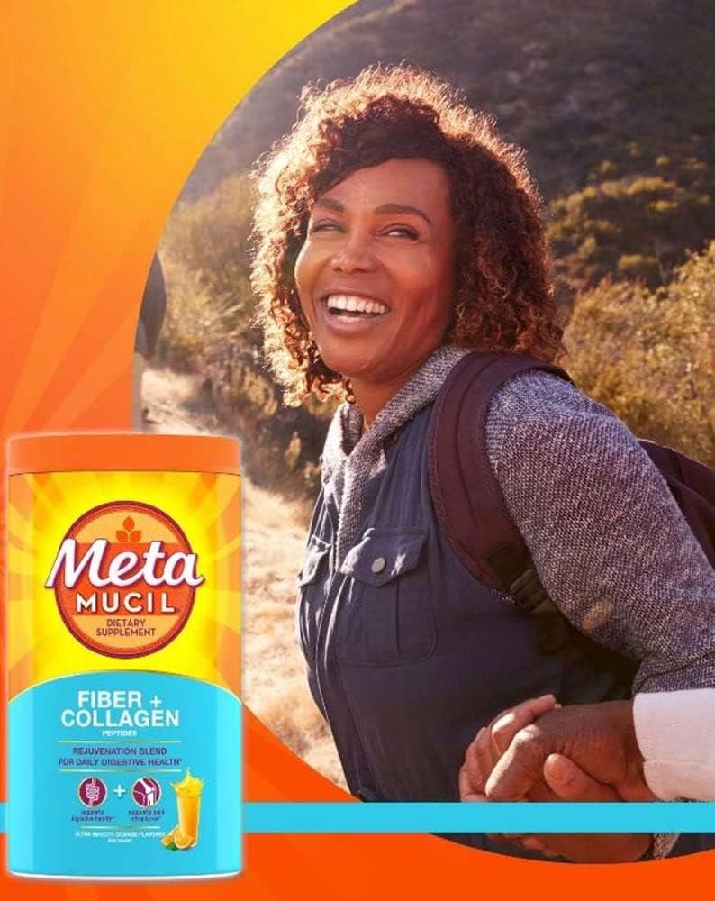 Metamucil Fiber + Collagen Peptides Powder - Orange 19.9 oz