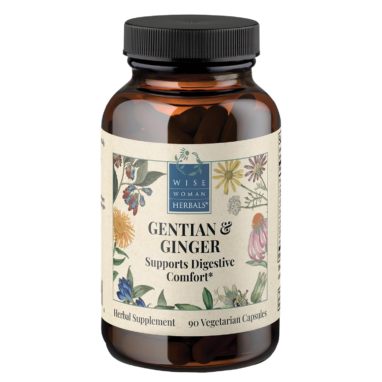 Wise Woman Herbals Gentian & Ginger Capsules, 90 Veg Caps