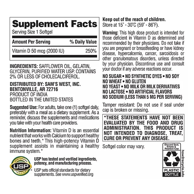 Generic Vitamin D3 to Support Healthy Immune & Bone 400 Capsules