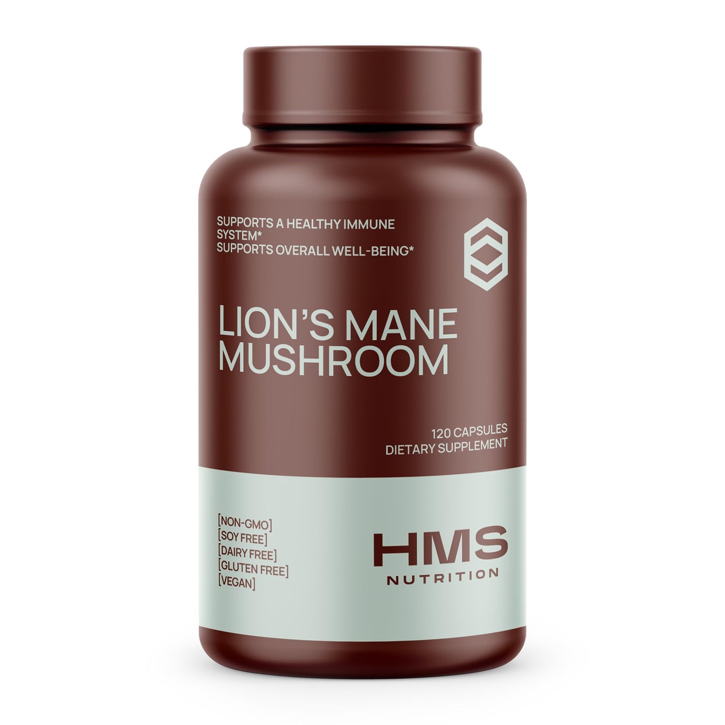 HMS Nutrition Lions Mane Mushroom Supplement Capsules, 120 Count