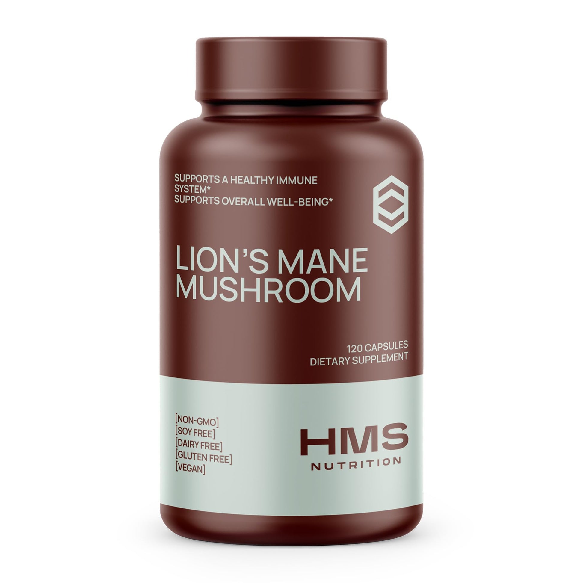 HMS Nutrition Lions Mane Mushroom Supplement Capsules, 120 Count