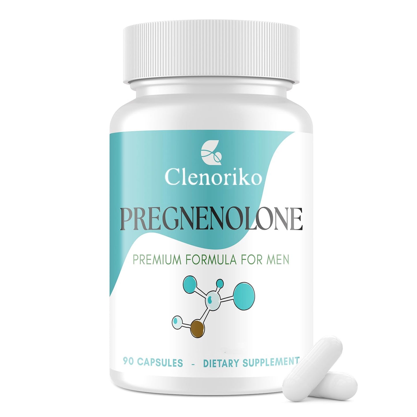 Clenoriko Pregnenolone 50mg with DHEA 25mg for Men, Tongkat Ali & Ashwagandha Root Blend, Men's Wellness Formula, Pregnenolone Supplement, 90 Capsules