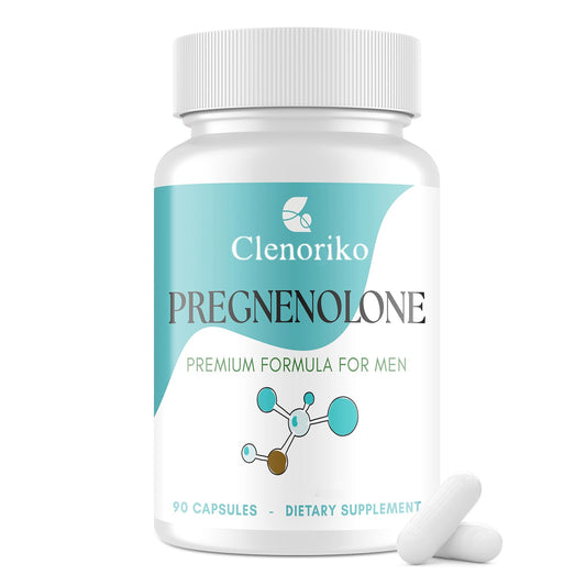 Clenoriko Pregnenolone 50mg with DHEA 25mg for Men, Tongkat Ali & Ashwagandha Root Blend, Men's Wellness Formula, Pregnenolone Supplement, 90 Capsules