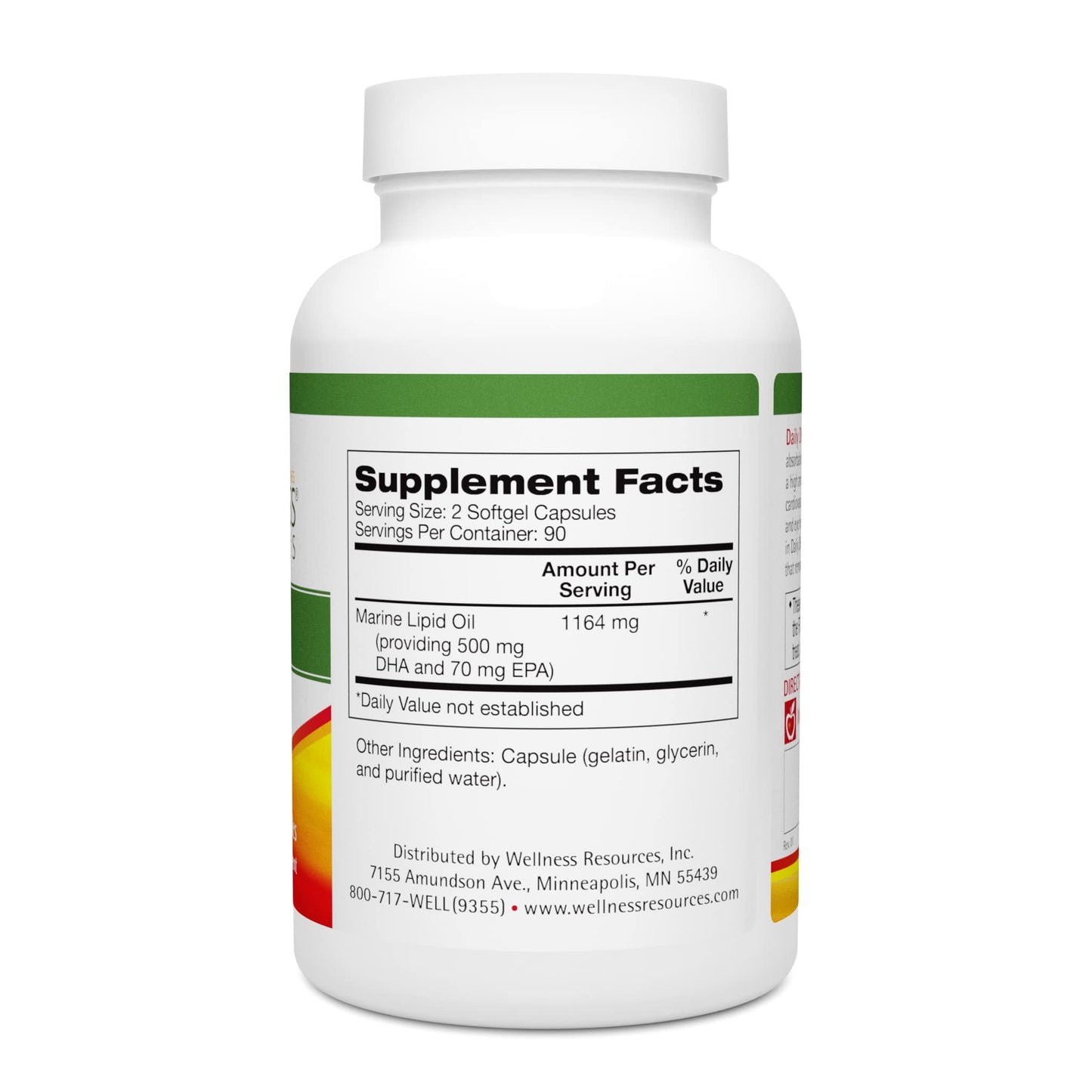 Wellness Resources Daily DHA - Highest Potency & Purity DHA Fish Oil in TG Form Softgels 180 Count