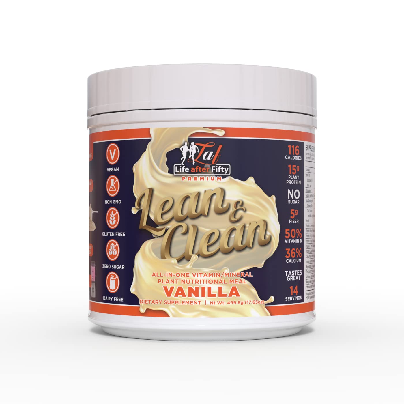 Life After Fifty Lean & Clean Vanilla Pea Protein Powder, 18.413 oz