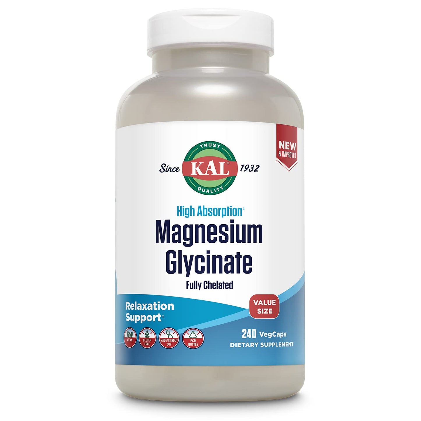 KAL Magnesium Glycinate Capsules, 240 Count