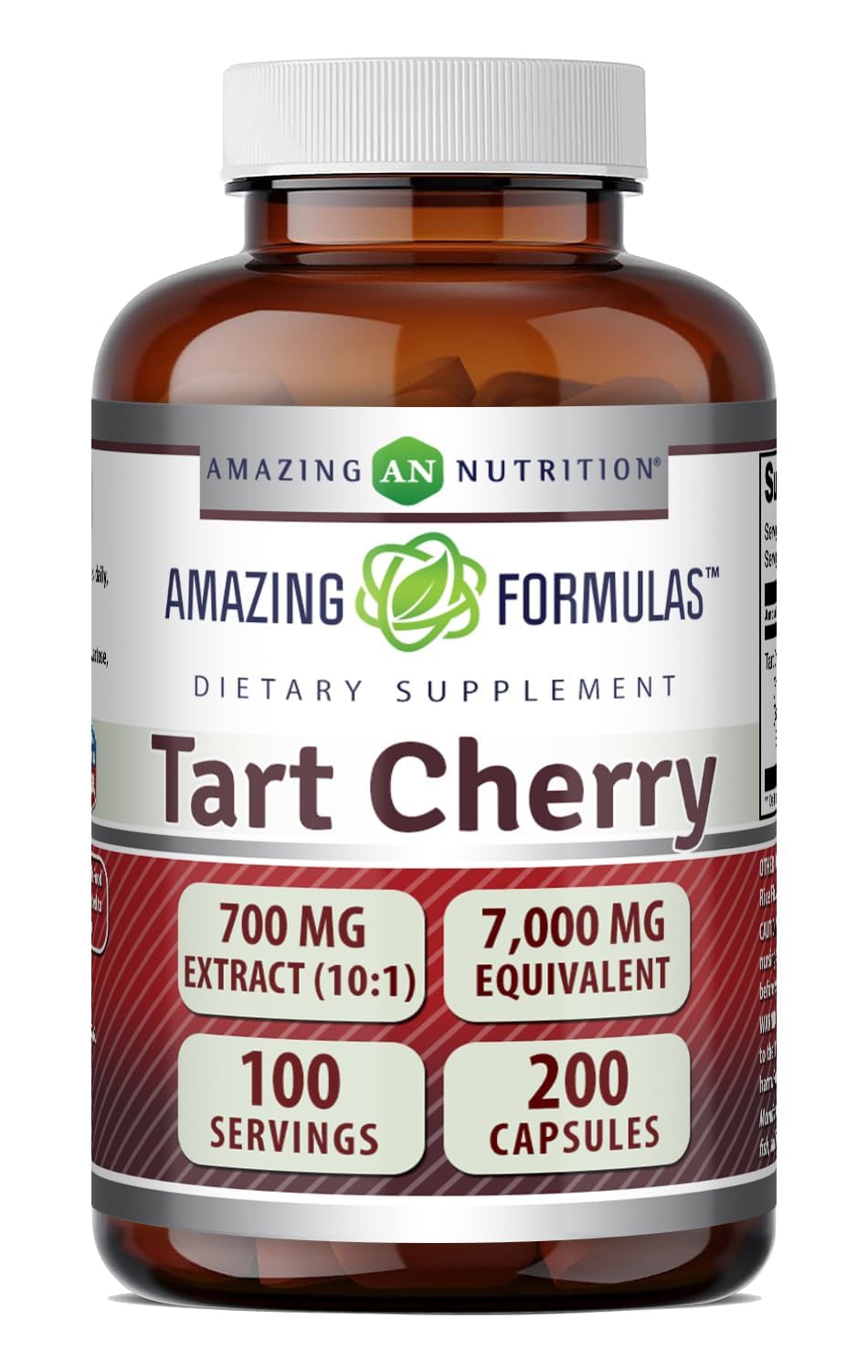 Amazing Nutrition Tart Cherry 700 mg Standardized 10:1 Extract 200 Capsules