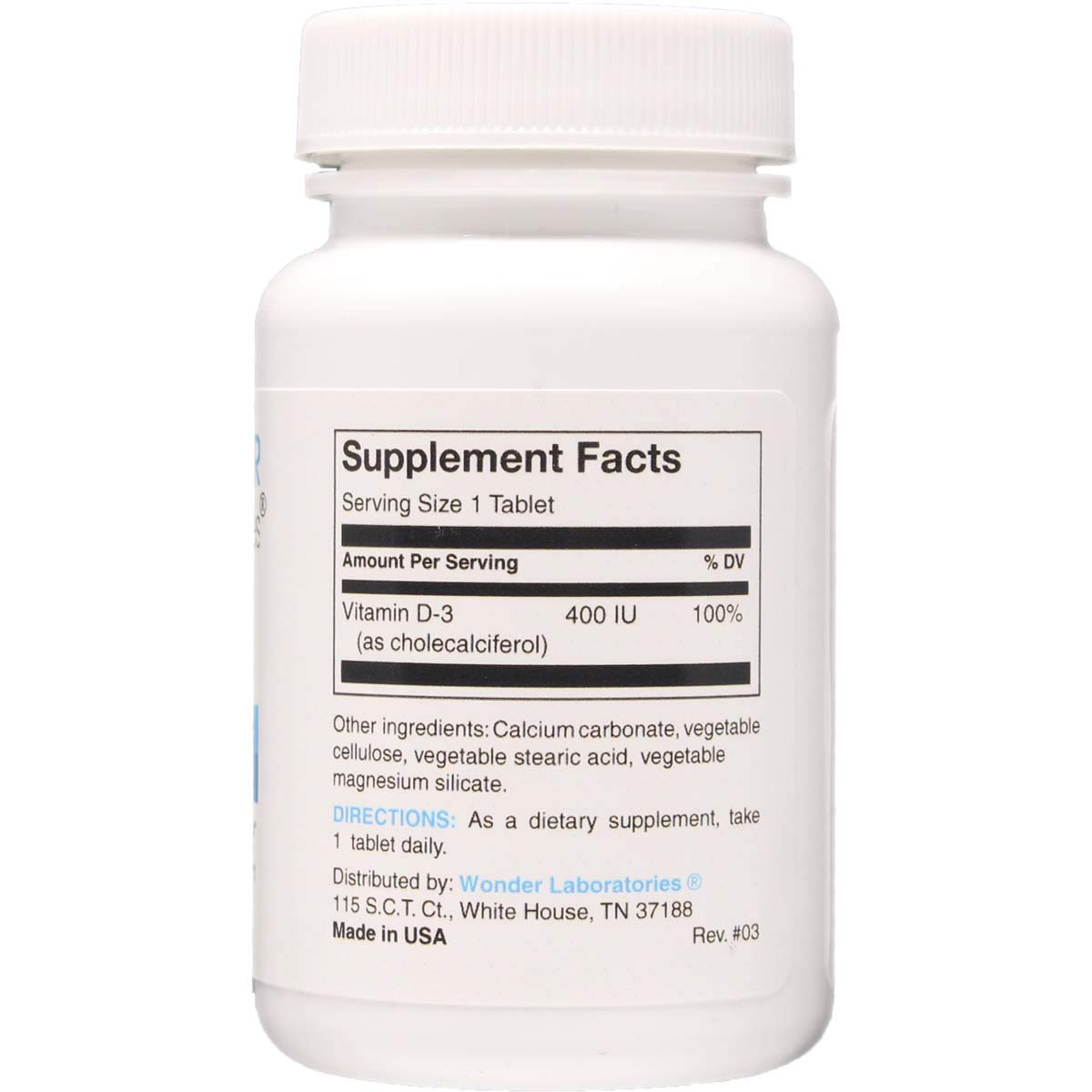 Wonder Laboratories Vitamin D3 400 IU Tablet, 100 Tablets