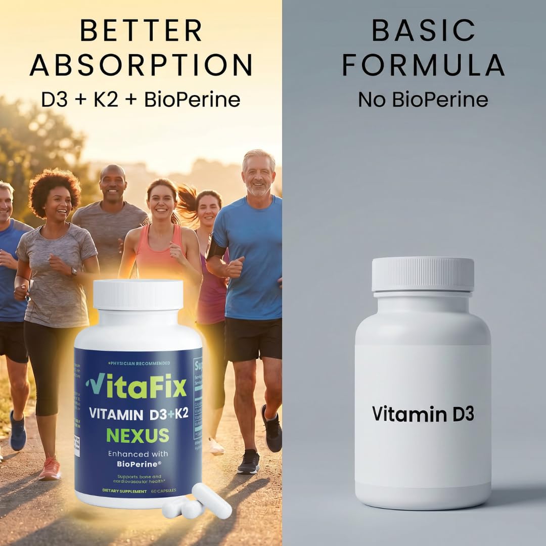 VitaFix Vitamin D3 K2 5000 IU (MK-7 100 mcg) Capsules, 60 Count
