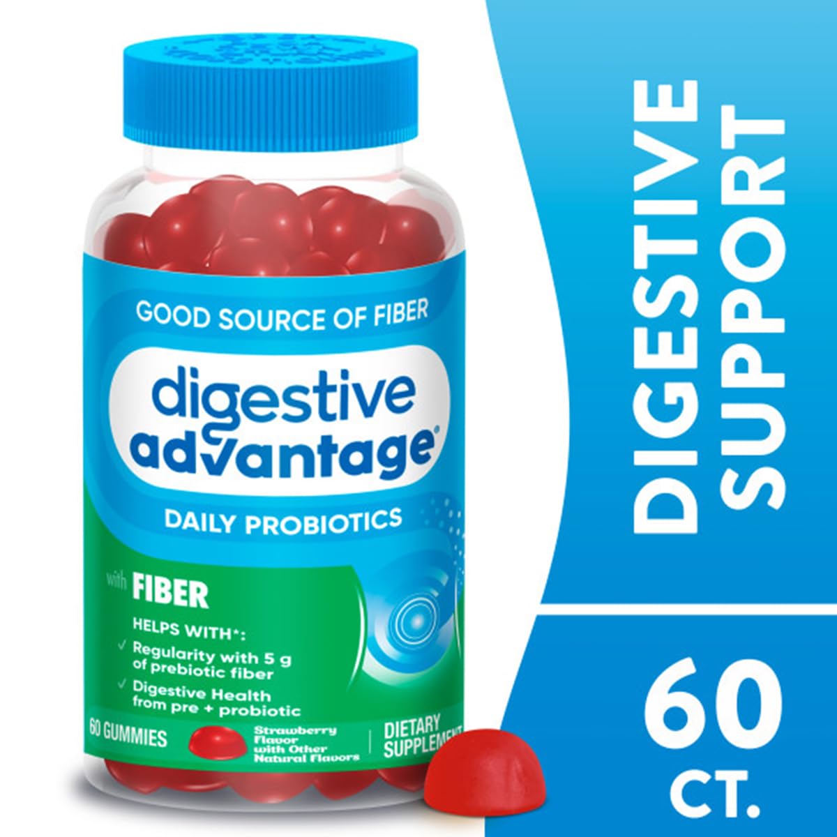 Digestive Advantage Prebiotic Fiber Supplement with Probiotics Gummies 60 Count