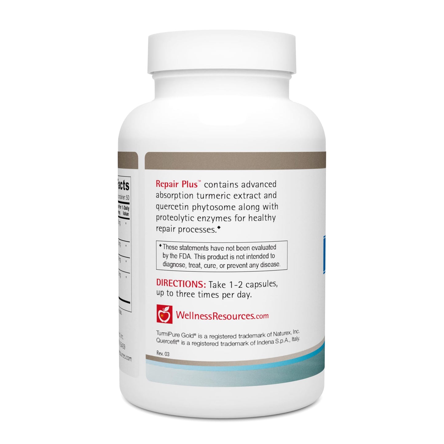 Wellness Resources Repair Plus Featuring TurmiPure Gold Turmeric (Curcumin) with Quercetin Phytosome and Proteolytic Enzymes Bromelain and Papain for Repair, Recovery, and Tissue Health, Veggie Capsules, 100 Count