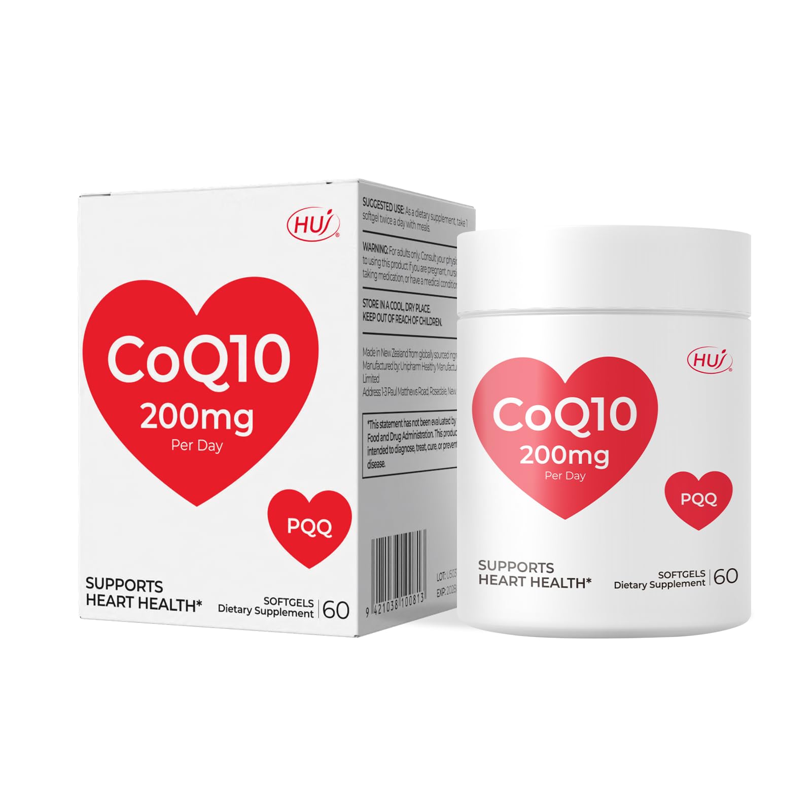 HUJ CoQ10 200mg Per Day Softgels 60 Count