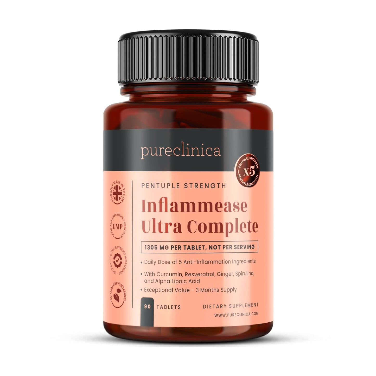 PureClinica INFLAMMEASE Ultra Complete 1305mg Tablets 90