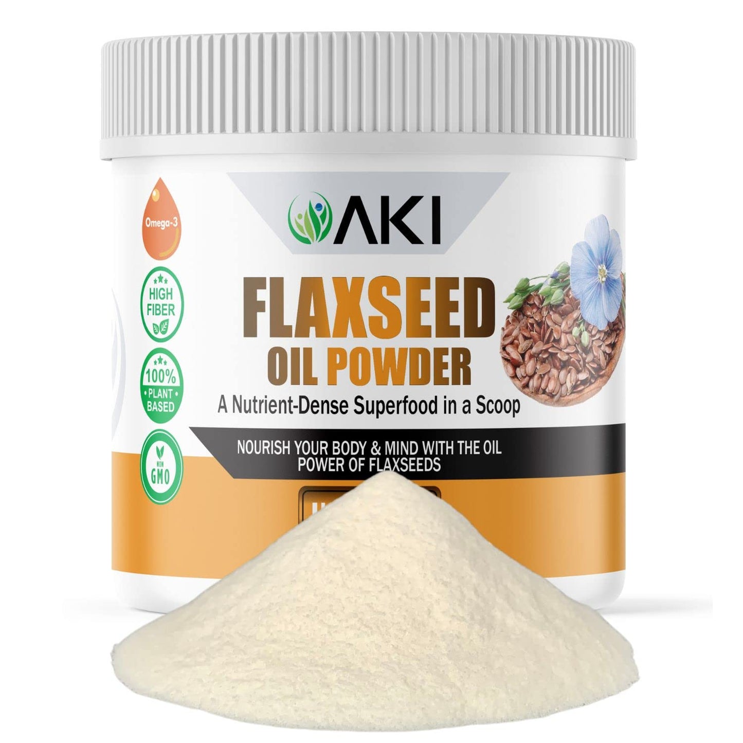 AKI Organic Flaxseed Oil Powder, 6 oz