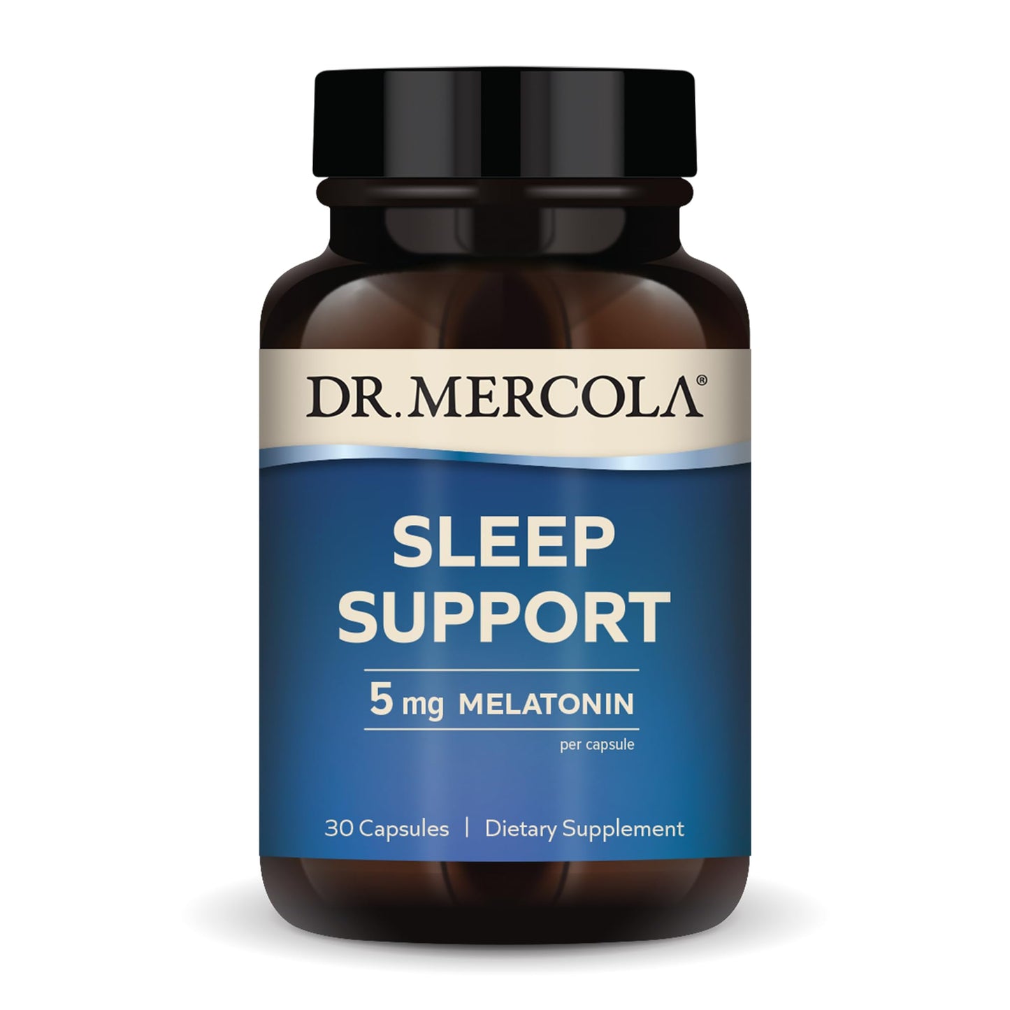 Dr. Mercola Sleep Support with Melatonin - Supports Restful Sleep & Relaxation - Melatonin with L-Theanine, 5-HTP, GABA & Chamomile Capsules, 30
