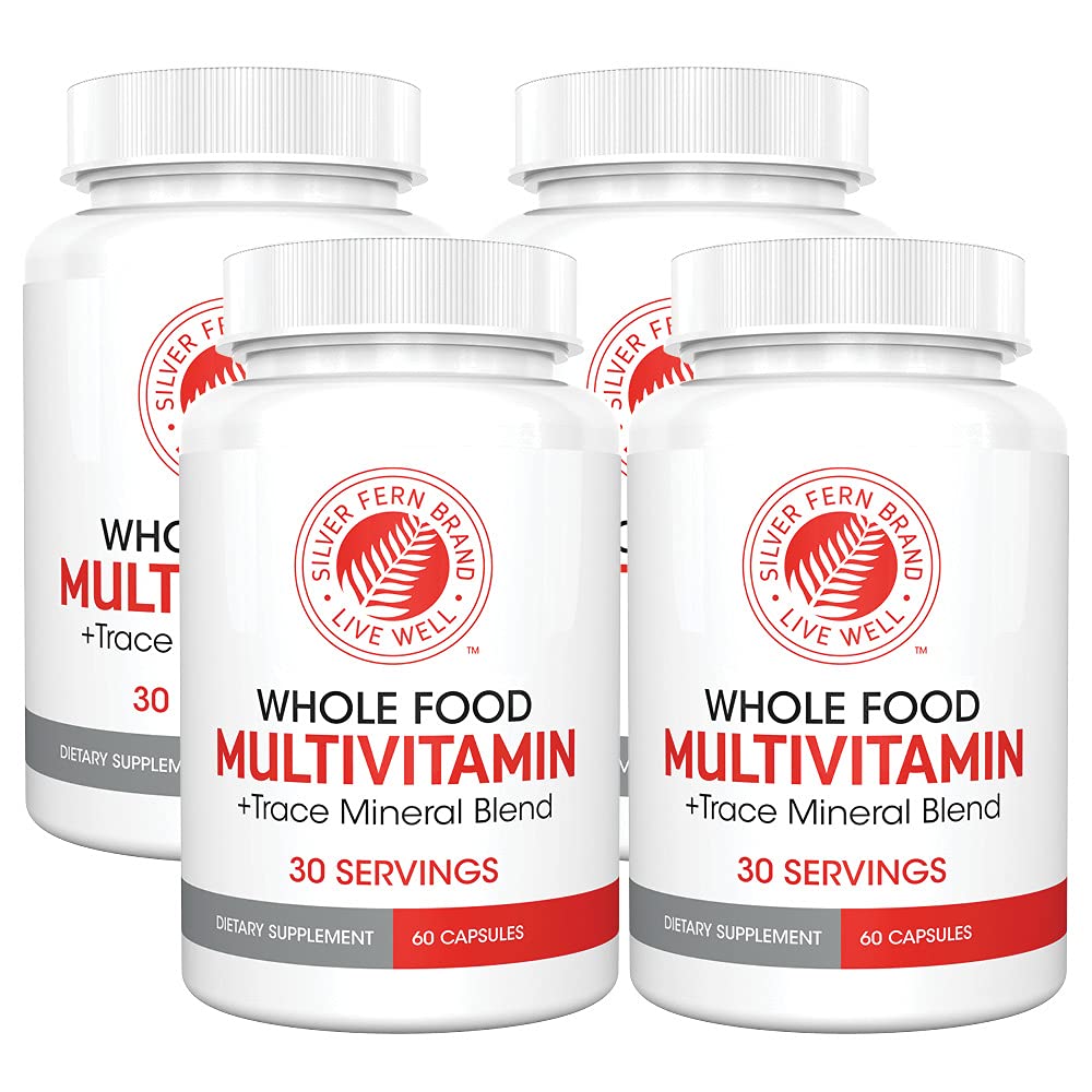 Silver Fern Whole Food Daily Multi Vitamin with Trace Mineral Blend Supplement Capsules, 4 Bottles