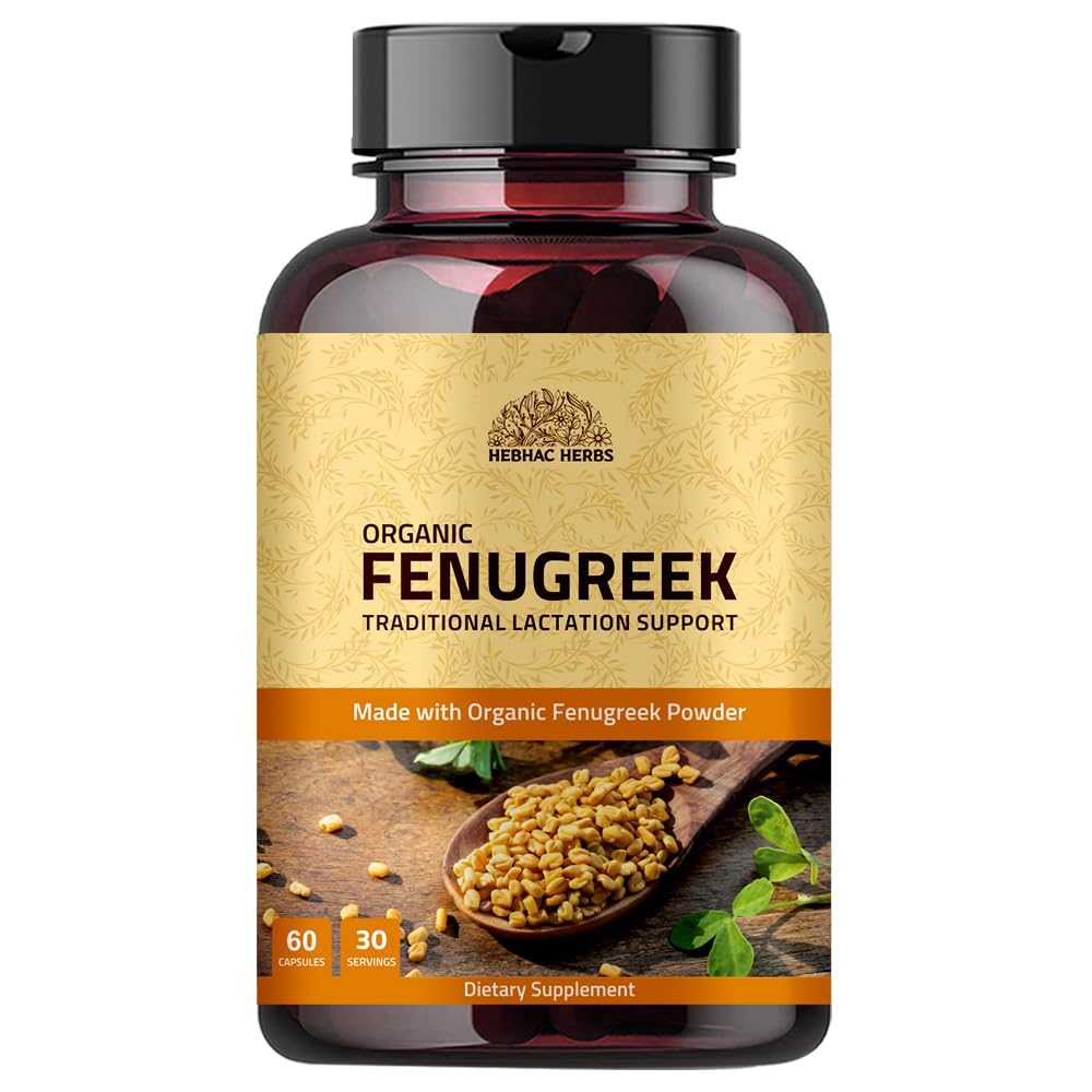 Hebhac Herbs Fenugreek Capsules for Women 1000mg, 60 Count