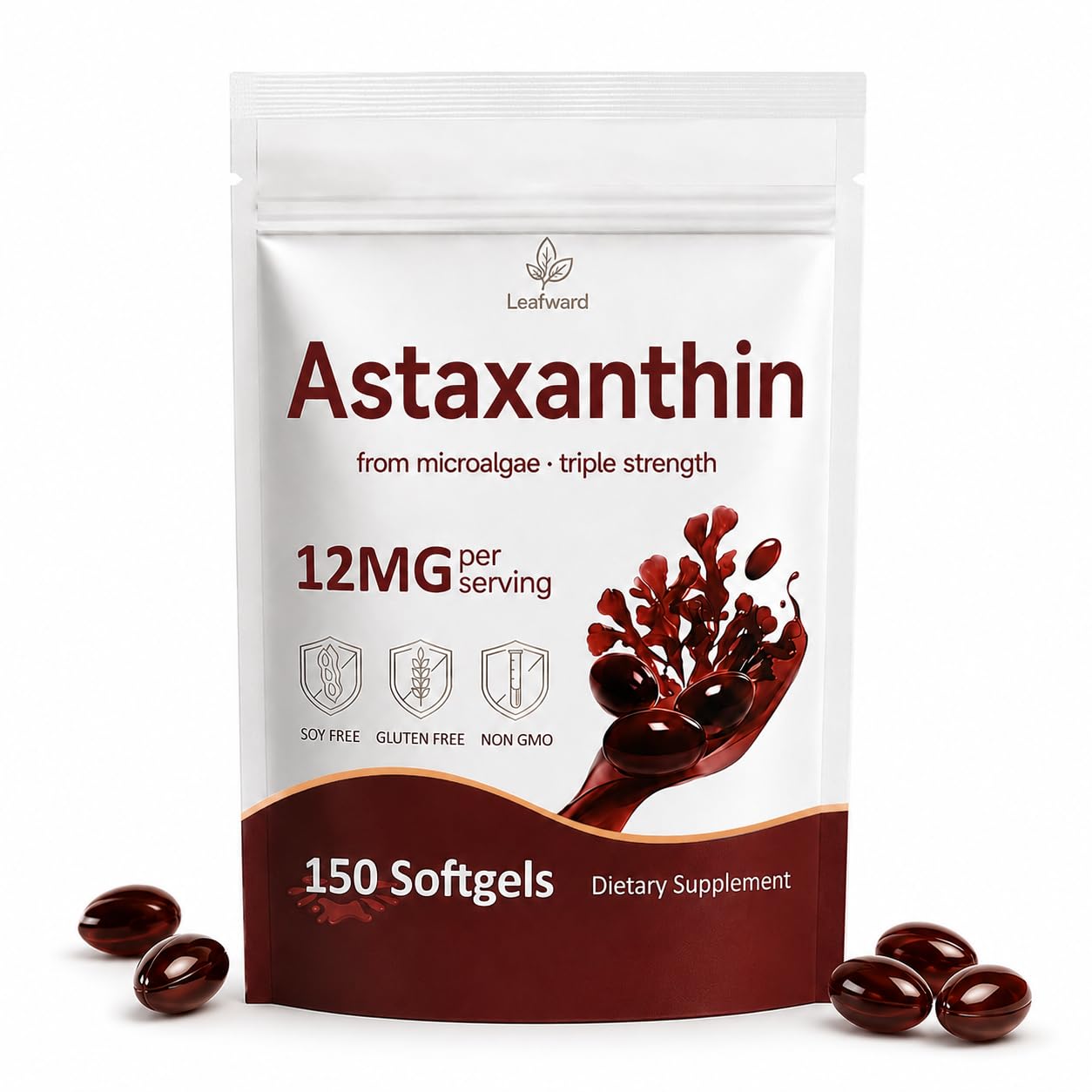 Leafward Astaxanthin 12mg Softgels, 150 Count