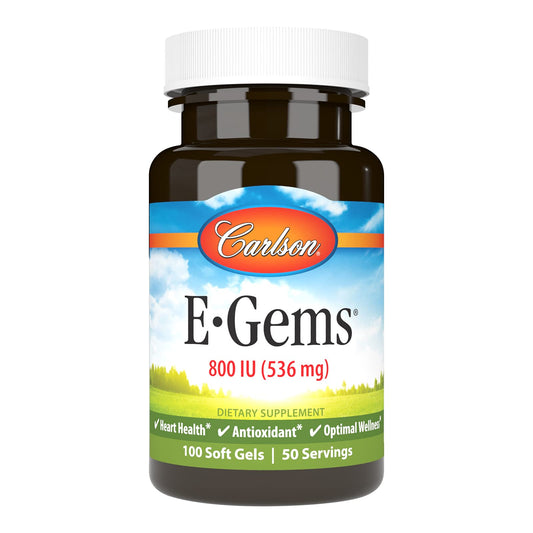 Carlson E-Gems 800 IU (536 mg) Natural-Source Vitamin E Softgels, 50 Softgels