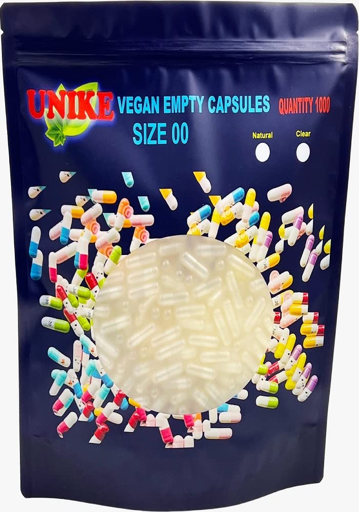 Unike Vegan Empty Capsules Size 00, 1000 Capsules