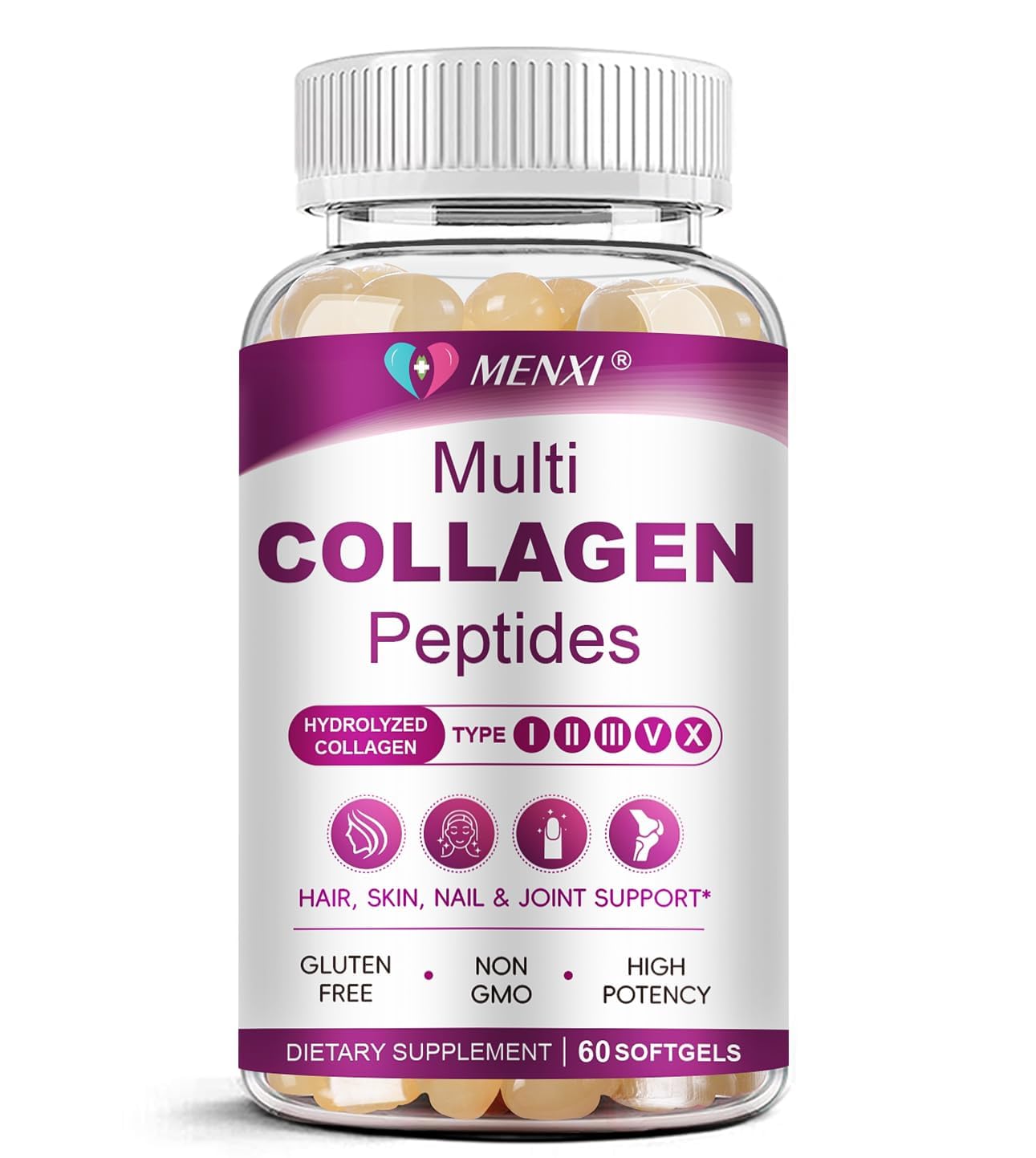 MENXI Multi Collagen Peptides Softgel 60 Count