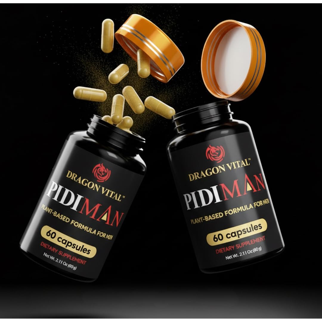 Dragon Vital PIDIMAN Plant-Based Performance Supplement for Men, Energy and Drive Enhancement Formula, 60 Capsules