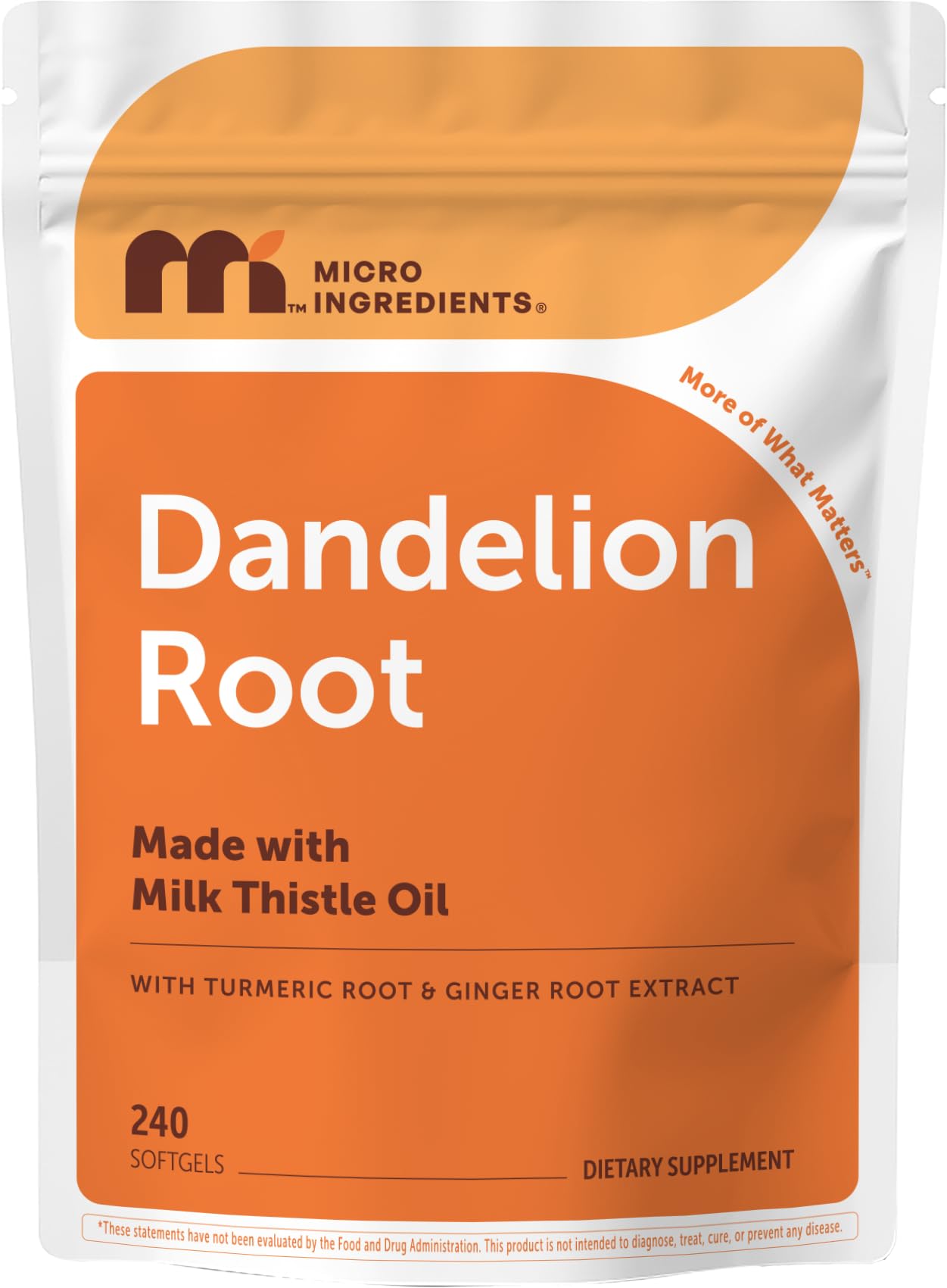 Micro Ingredients Dandelion Root Extract with Turmeric & Ginger 1000mg Softgels, 240 Count