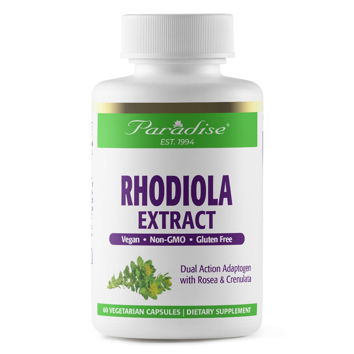 Paradise Herbs Rhodiola Extract 500mg Capsules, 60 Vegetarian Capsules