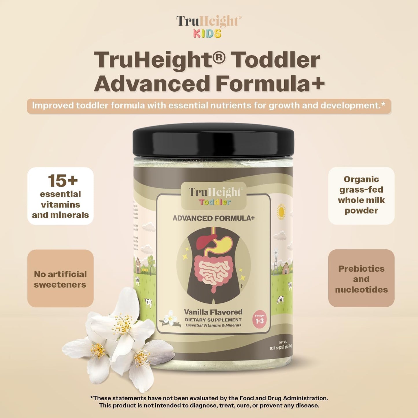 TruHeight Toddler Advanced Formula+ Vanilla Powder, 3-Pack