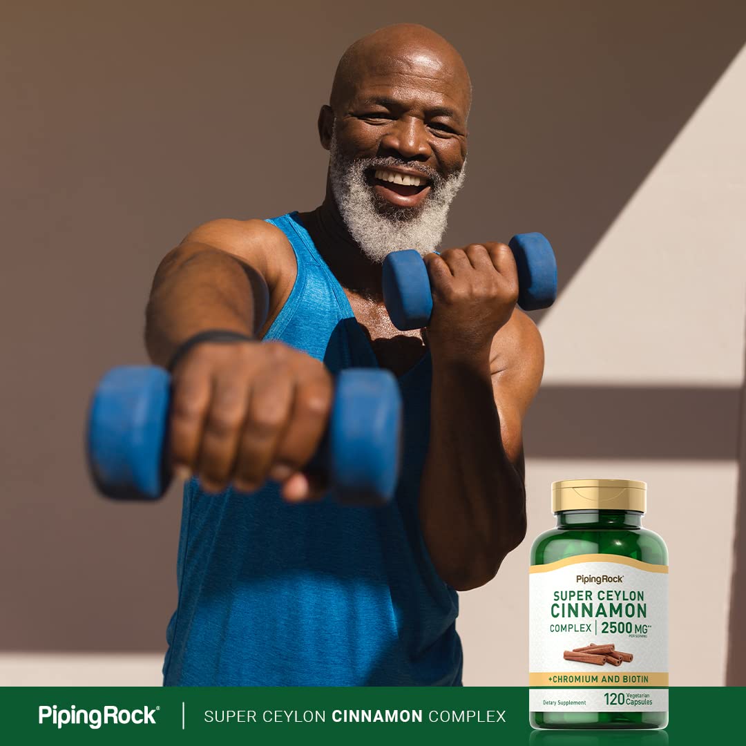 Piping Rock Ceylon Cinnamon Capsules 2500 mg | 120 Pills | Complex Supplement with Chromium and Biotin | Vegetarian, Non-GMO, Gluten Free (Pack of 2)