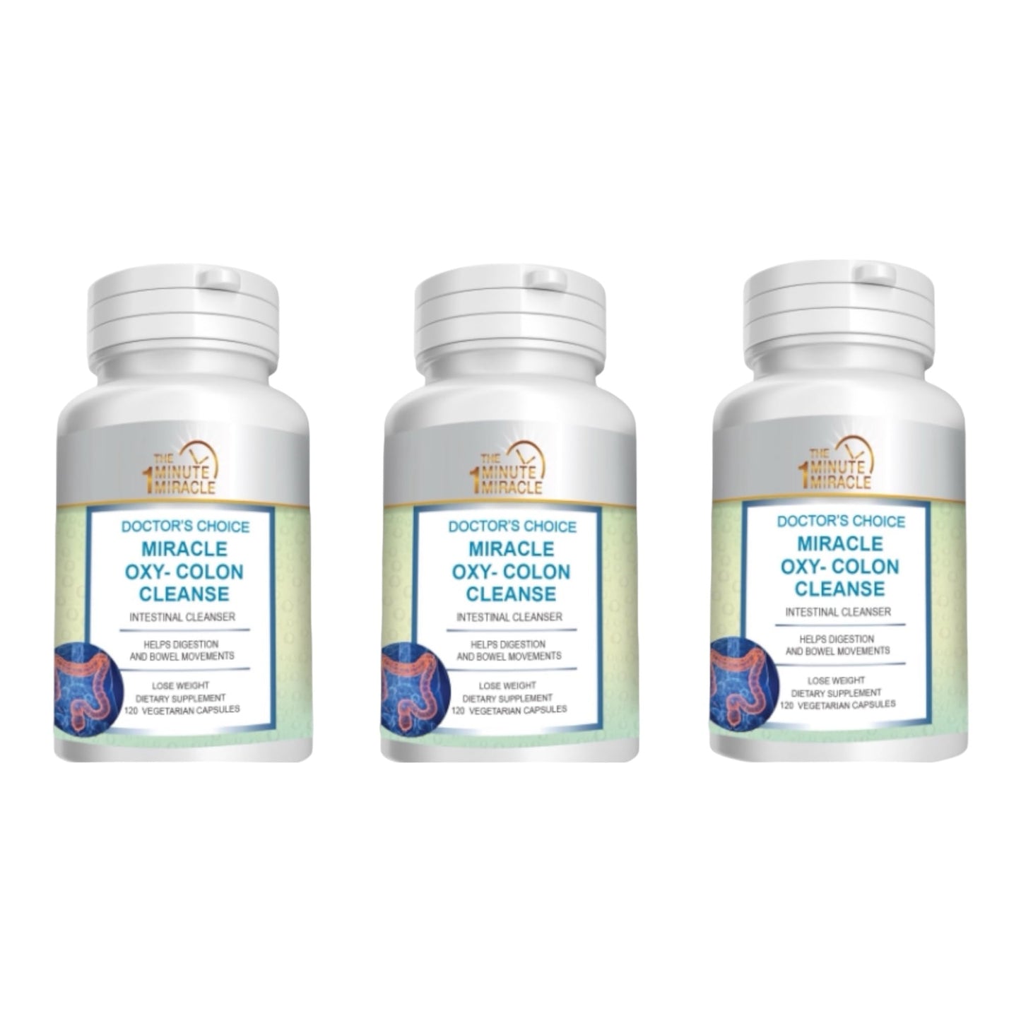 The One Minute Miracle Miracle Oxy-Colon Cleanse Vegan Colon Cleanser 120 Capsules