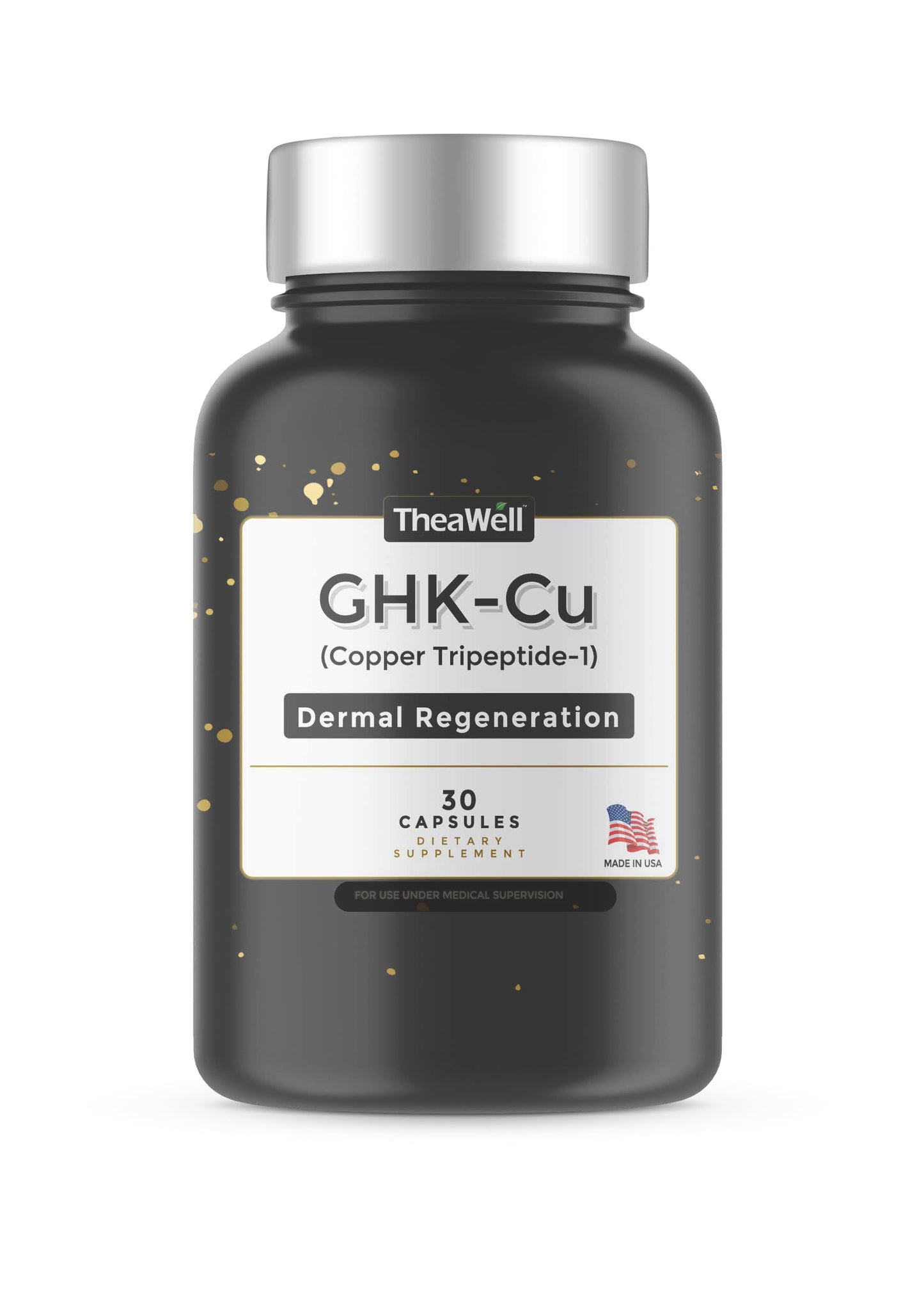 TheaWell GHK-Cu Copper Tripeptide-1, 5mg with MSM, Biotin, Zinc, Bioperine Black Pepper Extract, Dermal Regeneration, Hair Skin and Nails Support Capsule 30
