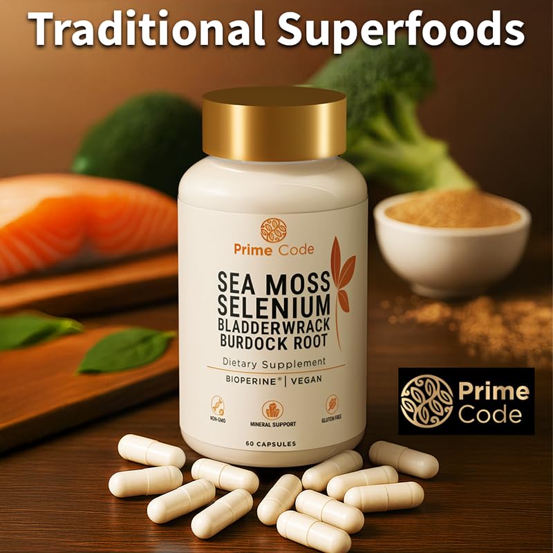 Prime Code Sea Moss Capsules with Selenium 60 Count