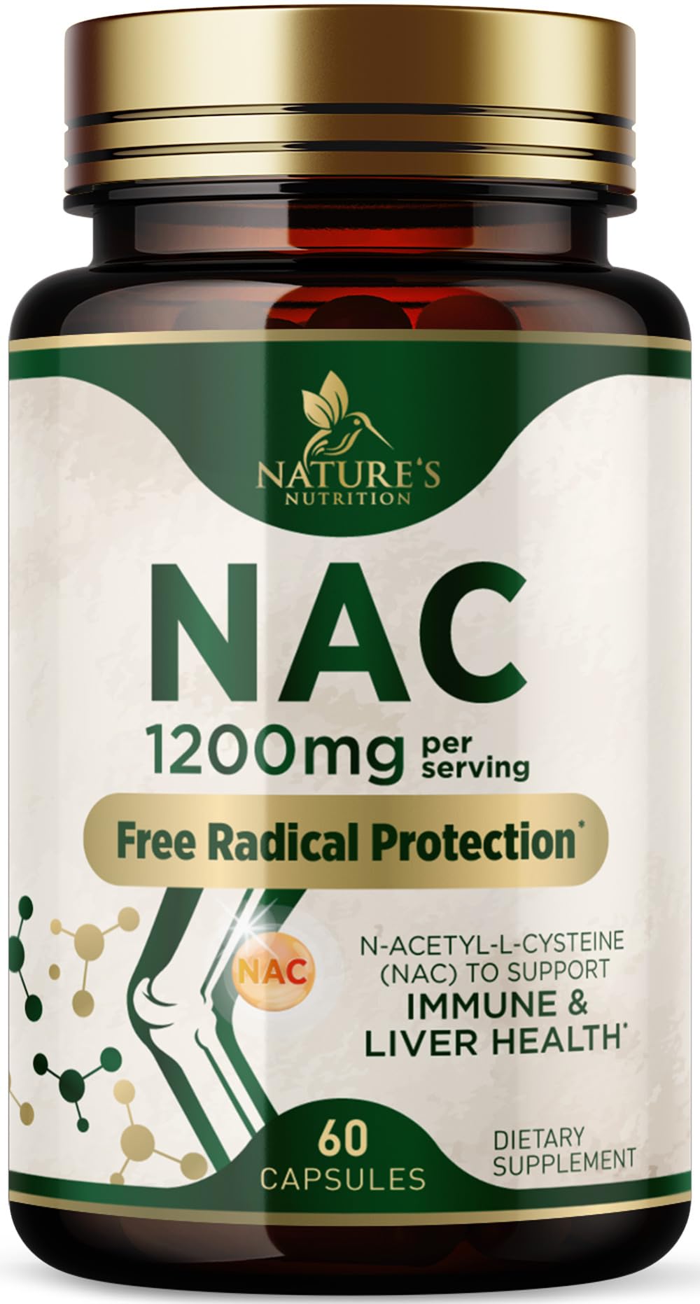 Nature's Nutrition N-Acetyl-L-Cysteine (NAC) 1200 mg, 60 Veggie Capsules