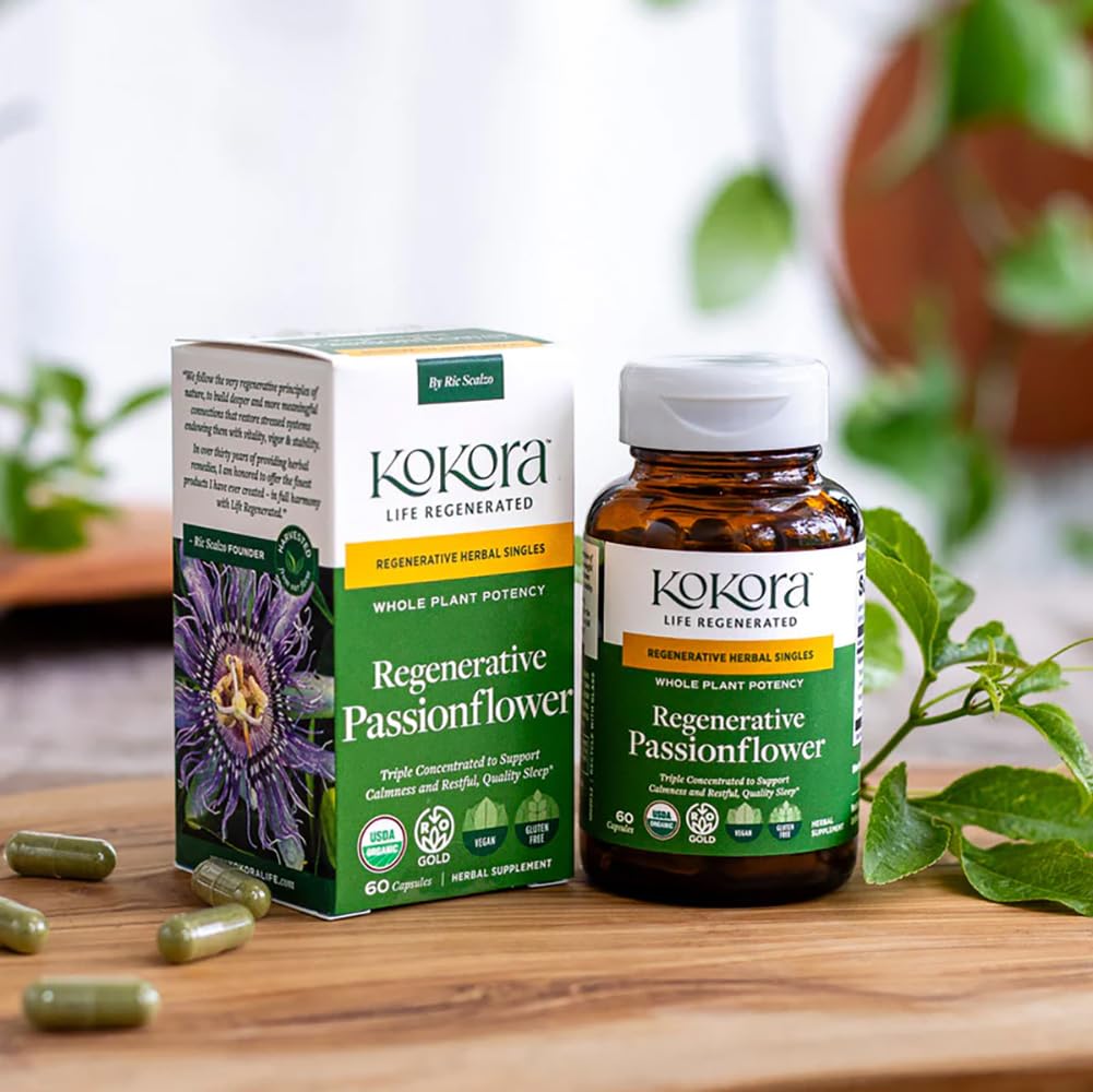 kokora Passionflower Herbal Supplement Sleep Support 60 Capsules