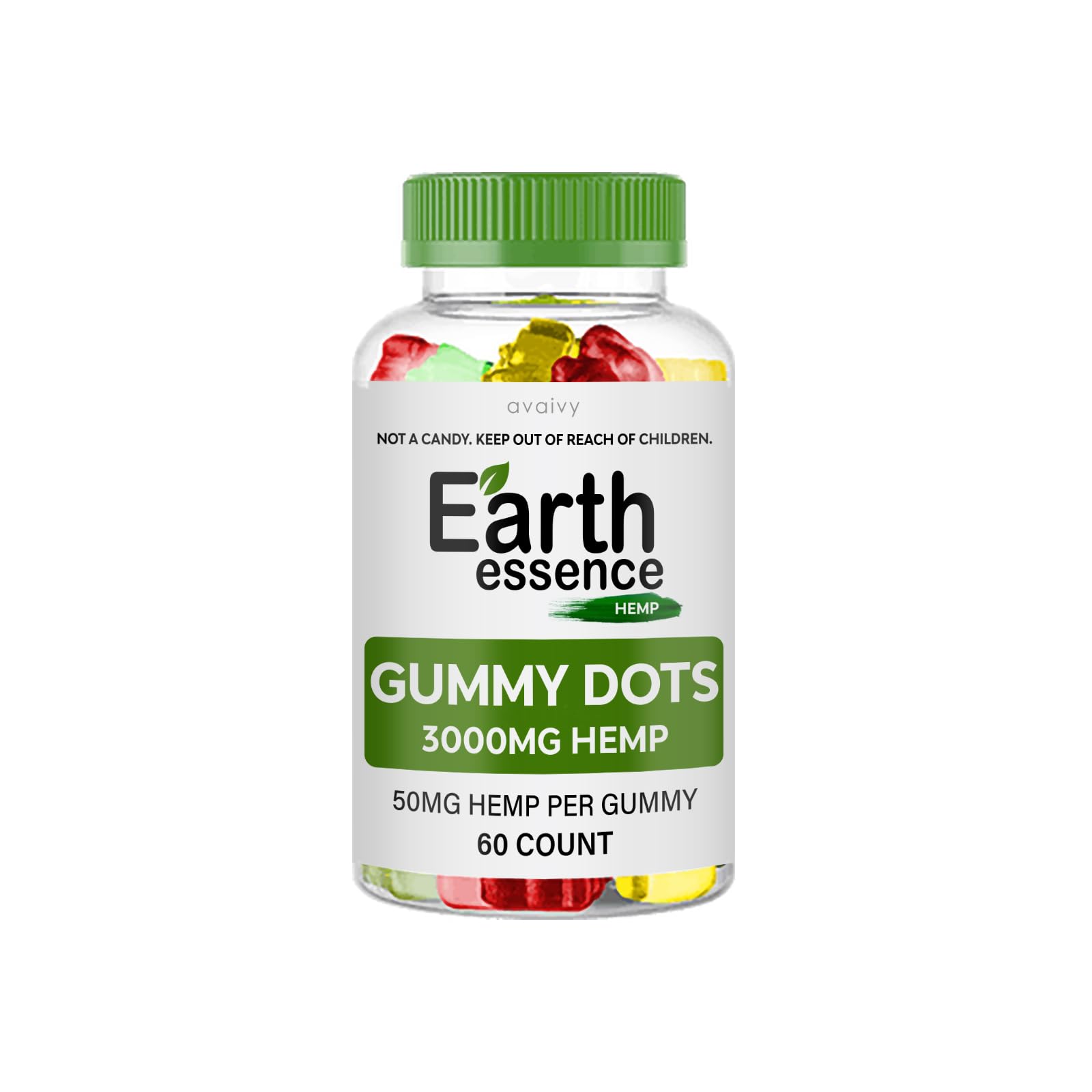 Avaivy Earth Essence Hemp Gummies, 60 Count