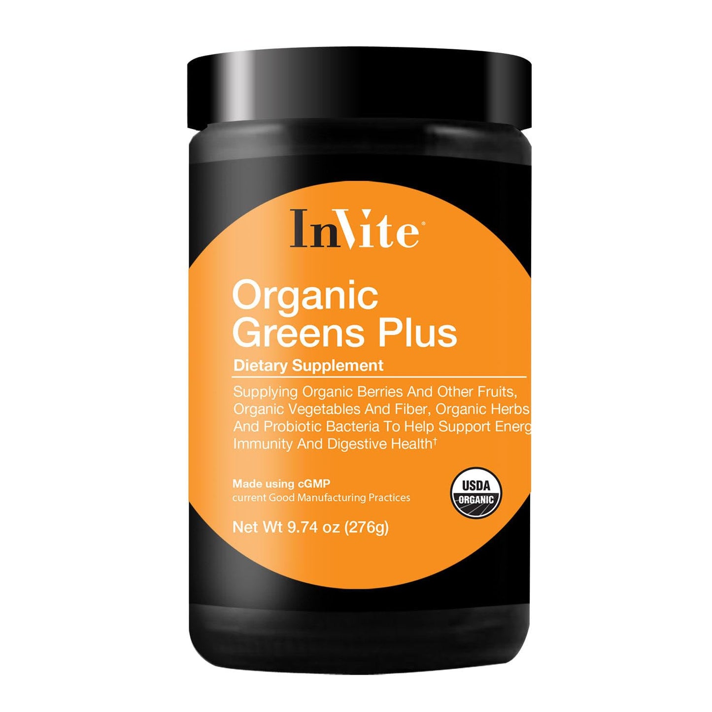 Invite Health Organic Greens Plus Hx Fruit and Vegetable Supplement Powder 9.74 oz