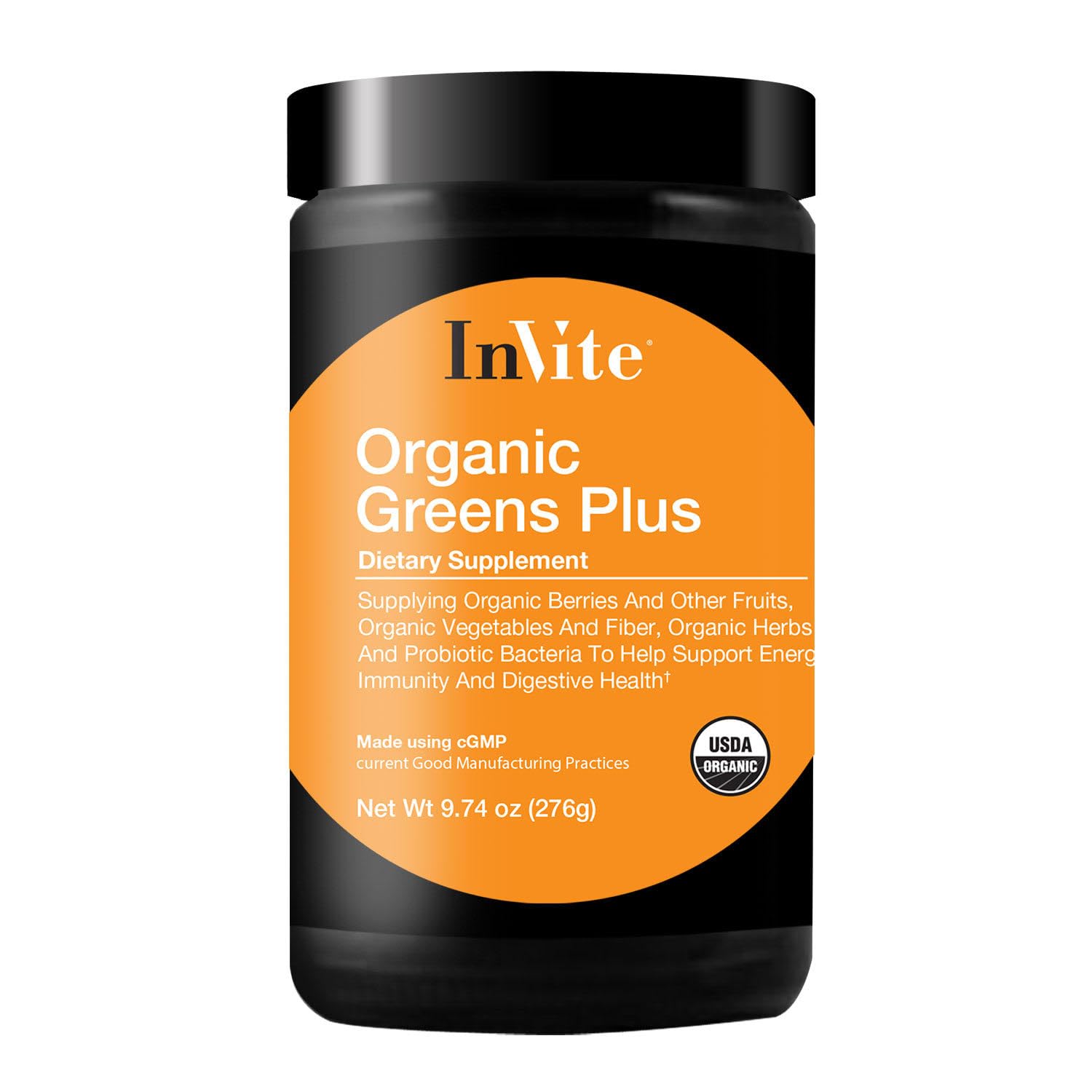 Invite Health Organic Greens Plus Hx Fruit and Vegetable Supplement Powder 9.74 oz