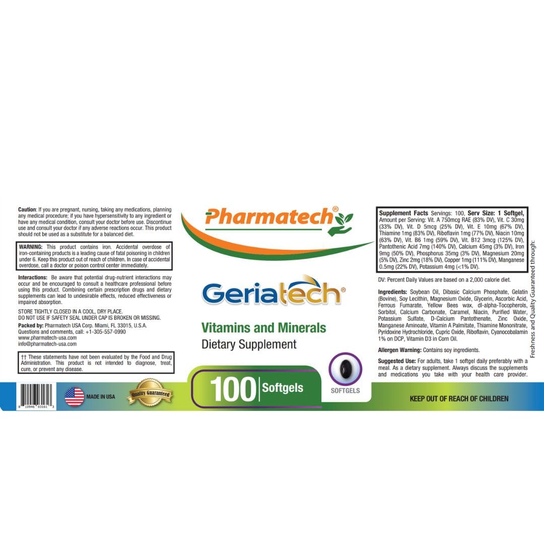 Geriatech Senior Multivitamins Softgels 100 Count