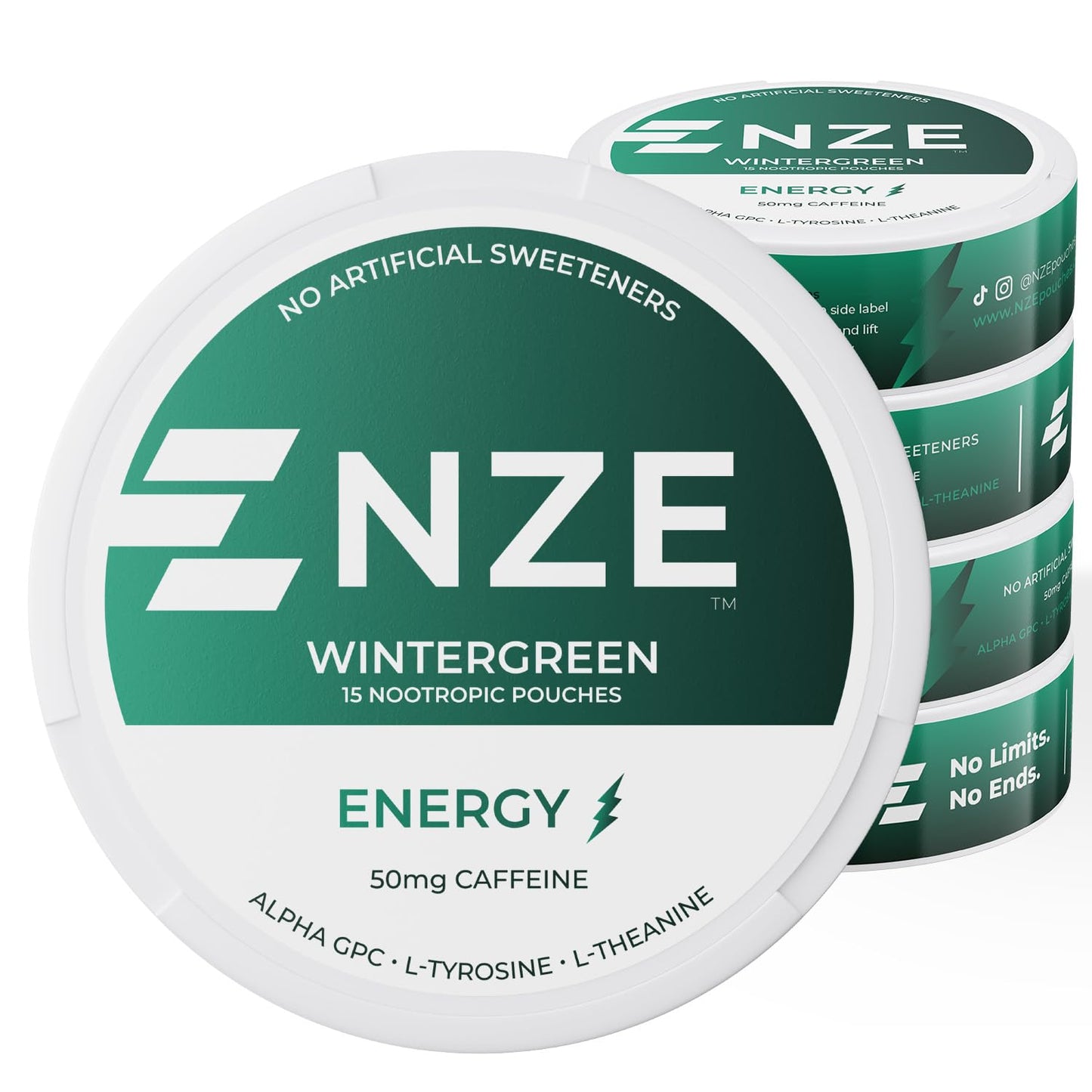 NZE Caffeine Nootropic Pouches Caplet, 5-Pack