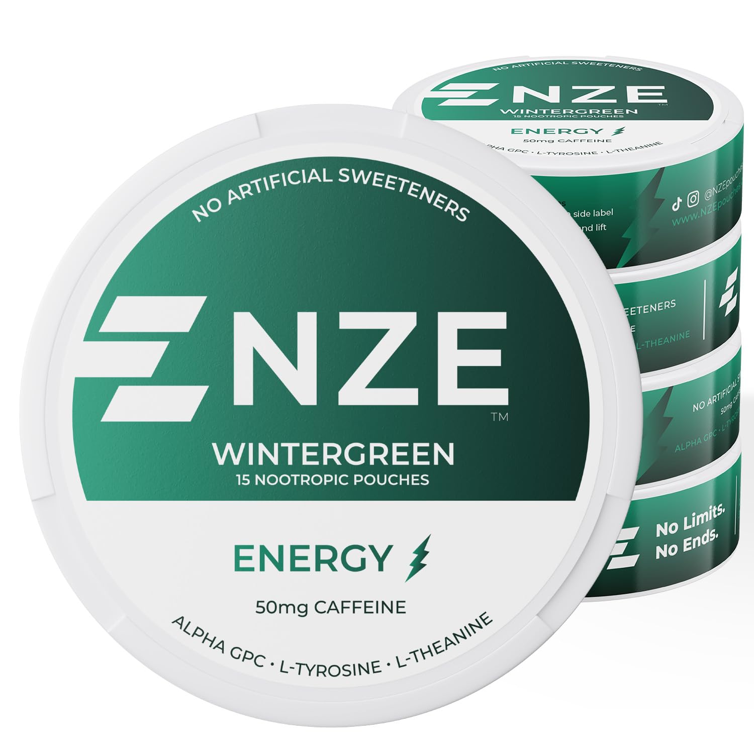 NZE Caffeine Nootropic Pouches Caplet, 5-Pack