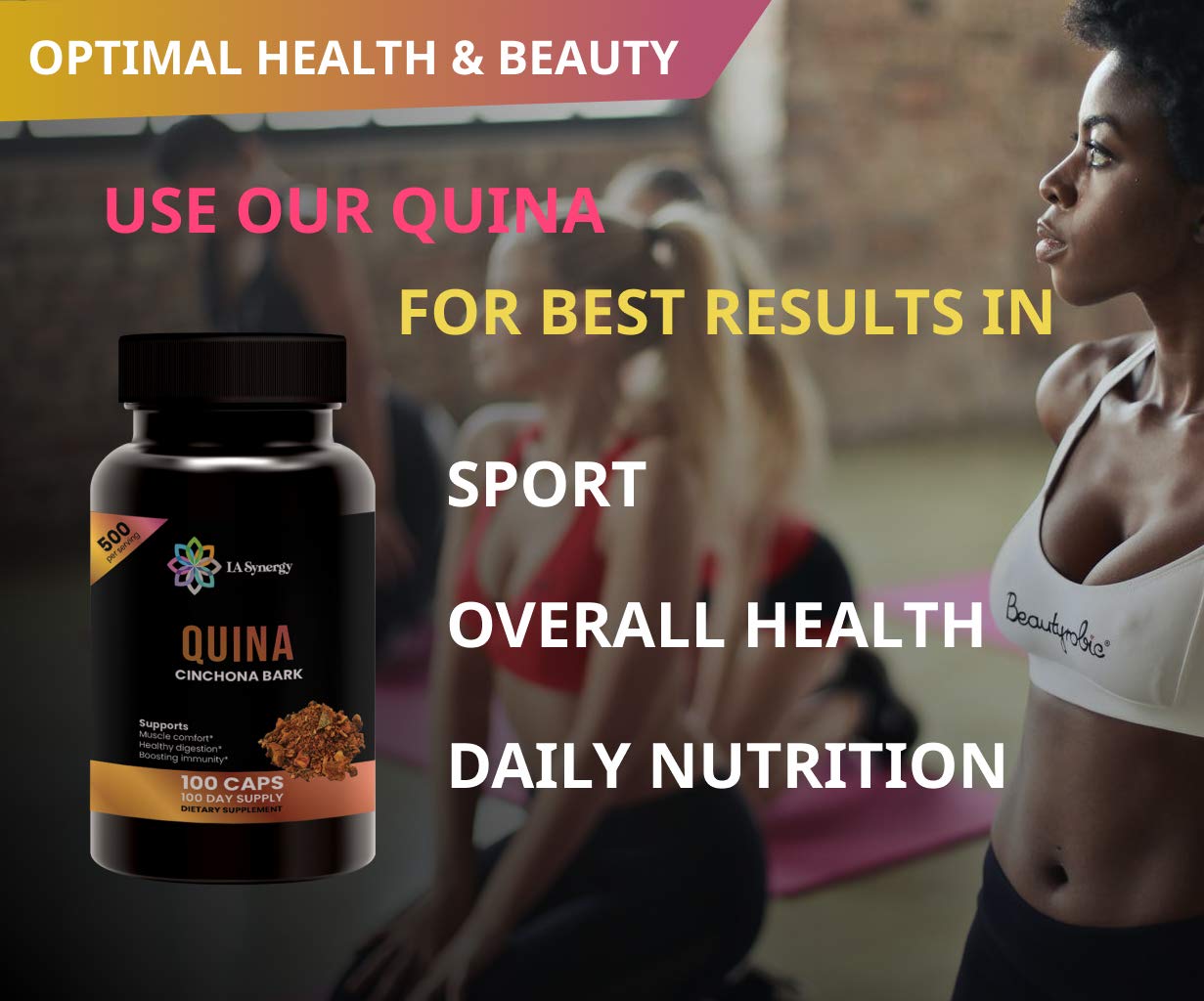LA Synergy Quinine Quina 500mg Capsules, 100 Count