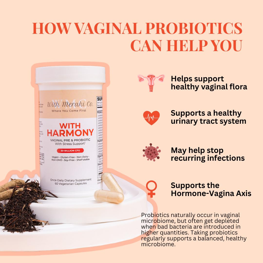 With Meraki Co. Harmony Pre/Probiotic with Vaginal and Hormonal Support 60 Capsules