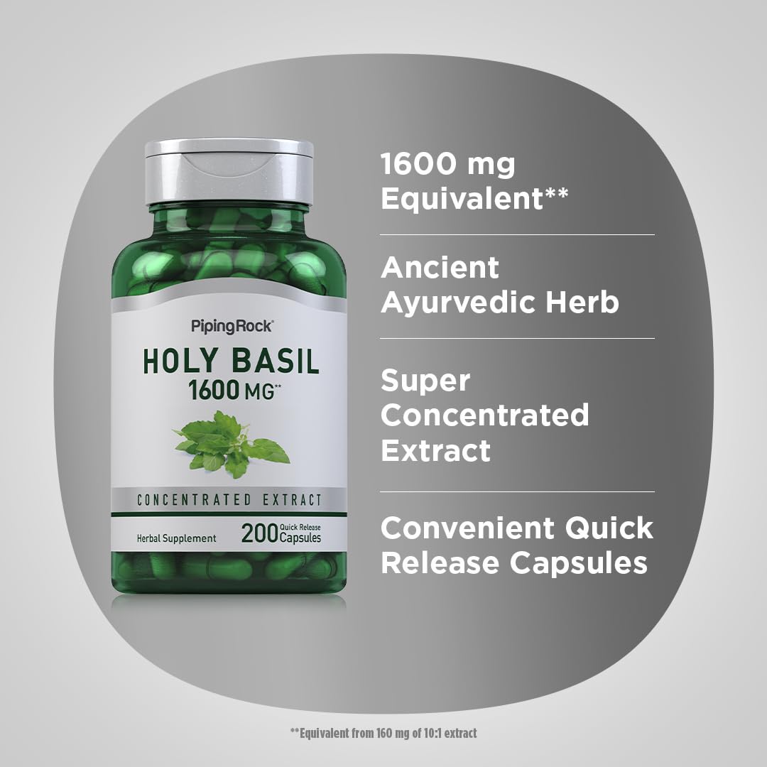 Piping Rock Holy Basil Supplement Capsules 200